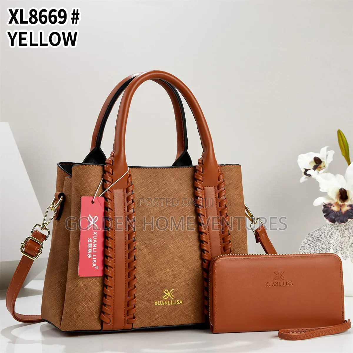 Women Leather Handbag Shoulder Bag Set With Matching Wallet