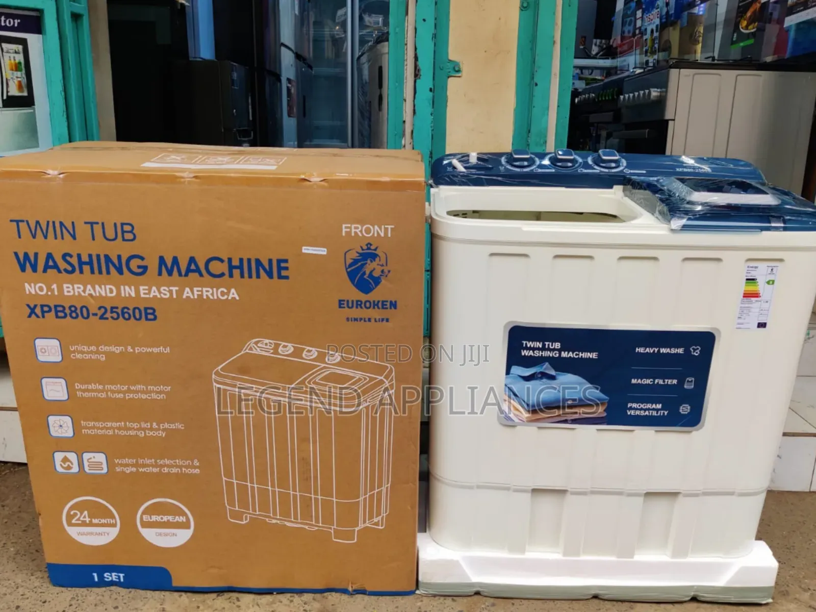 Euroken 8Kg Twin Tub Washing Machine, White (1 YR WRTY)