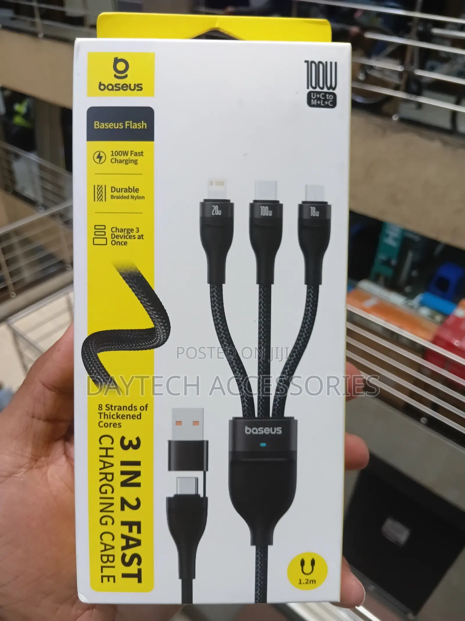 The Baseus Flash Series 2 3-in-1 Fast Charging Cable (100W, 1.2m),
