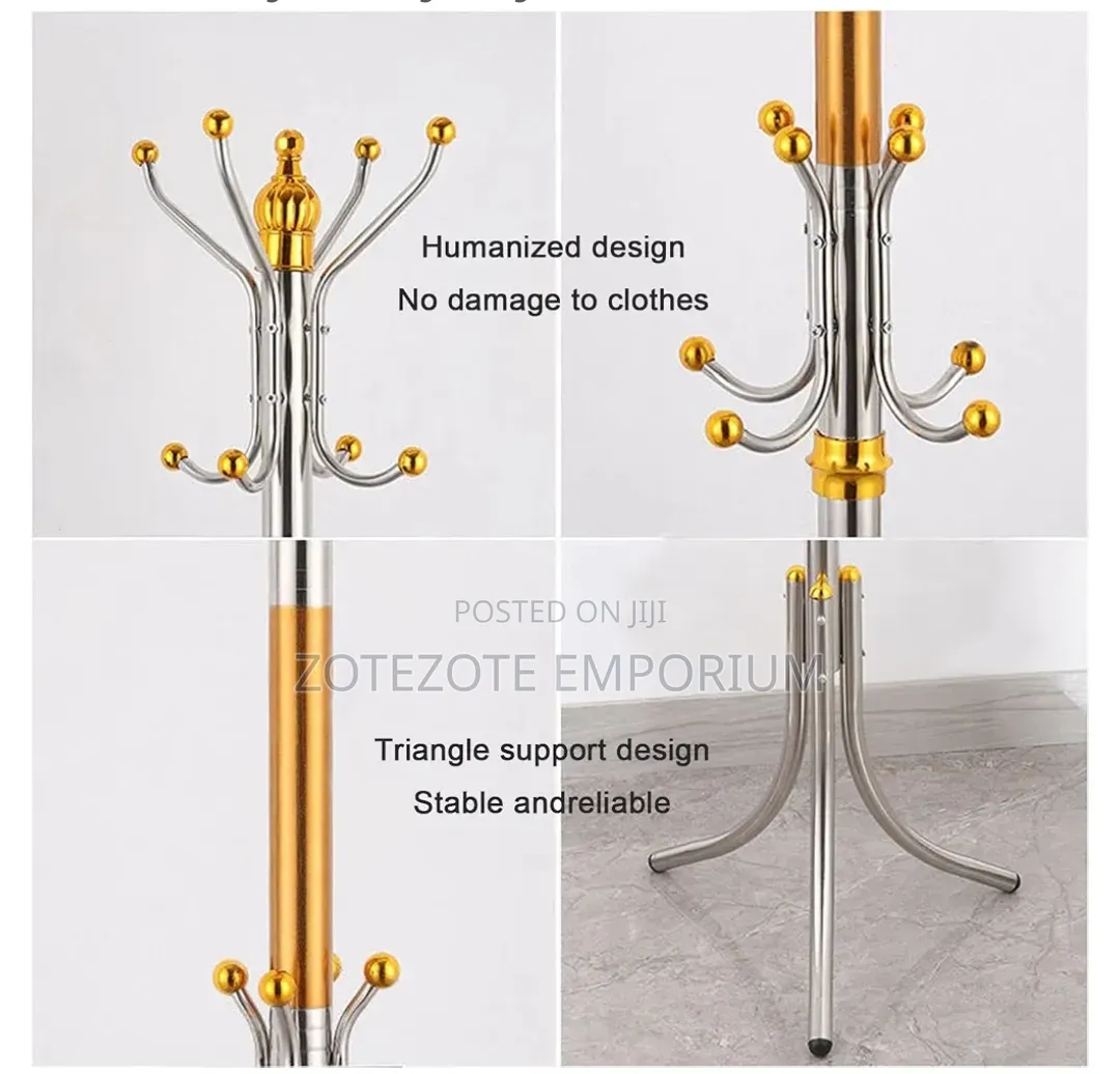 Stainless Steel Standing Coat Rack-16hook