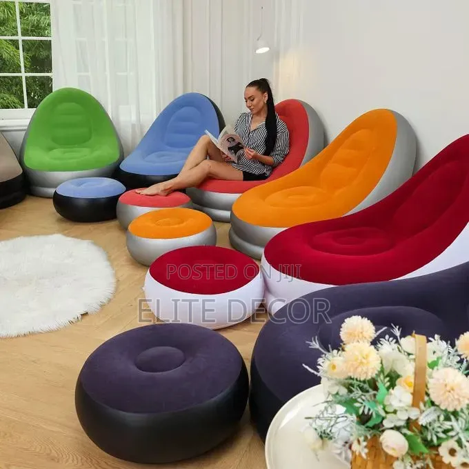 110 × 85cm Inflatable Lazy Bean Sofa Seat + Manual Pump