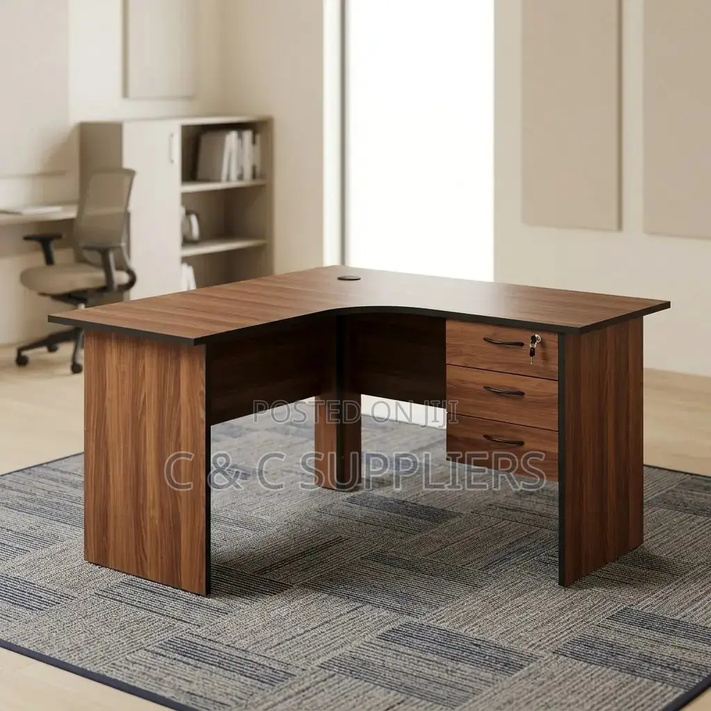 Brown Cherry Curved Study Desk-120cm