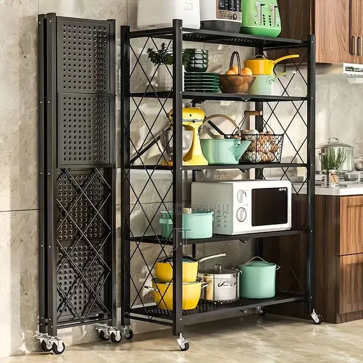 5 Tier Foldable Kitchen Rack With Wheels