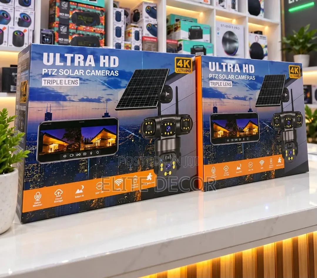  Solar WiFi PTZ Security Camera 360° Triple Lens
