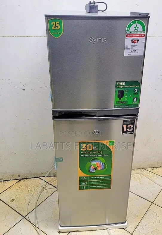 Syinix 138L Double Door Refrigerator – 3-Star Energy Efficient Quiet