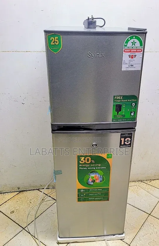 Syinix 138L Double Door Refrigerator – 3-Star Energy Efficient Quiet