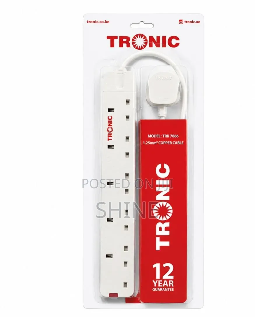 Tronic 6 Way Extension Sockets Black and White