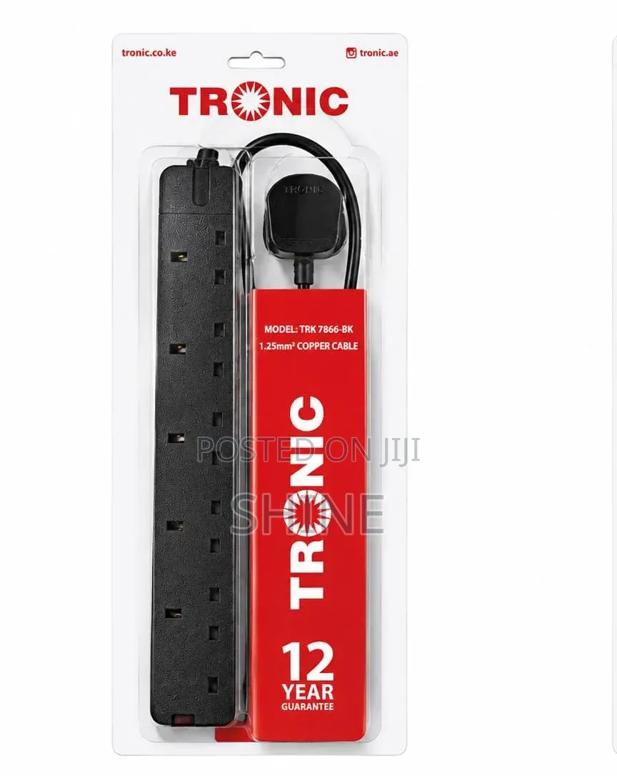 Tronic 6 Way Extension Sockets Black and White