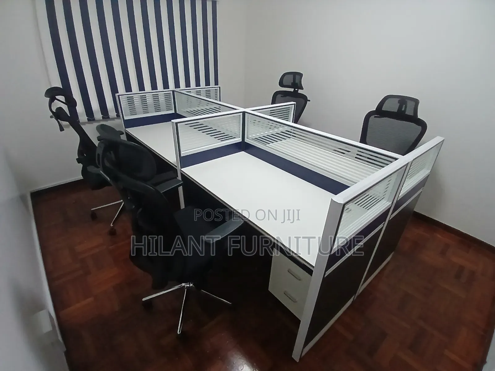 4-Way Office Workstation | 4-Person Modular Workstation With Privacy