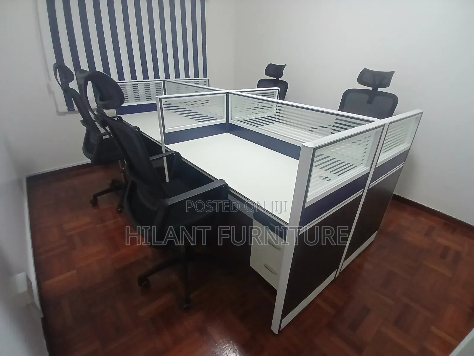 4-Way Office Workstation | 4-Person Modular Workstation With Privacy