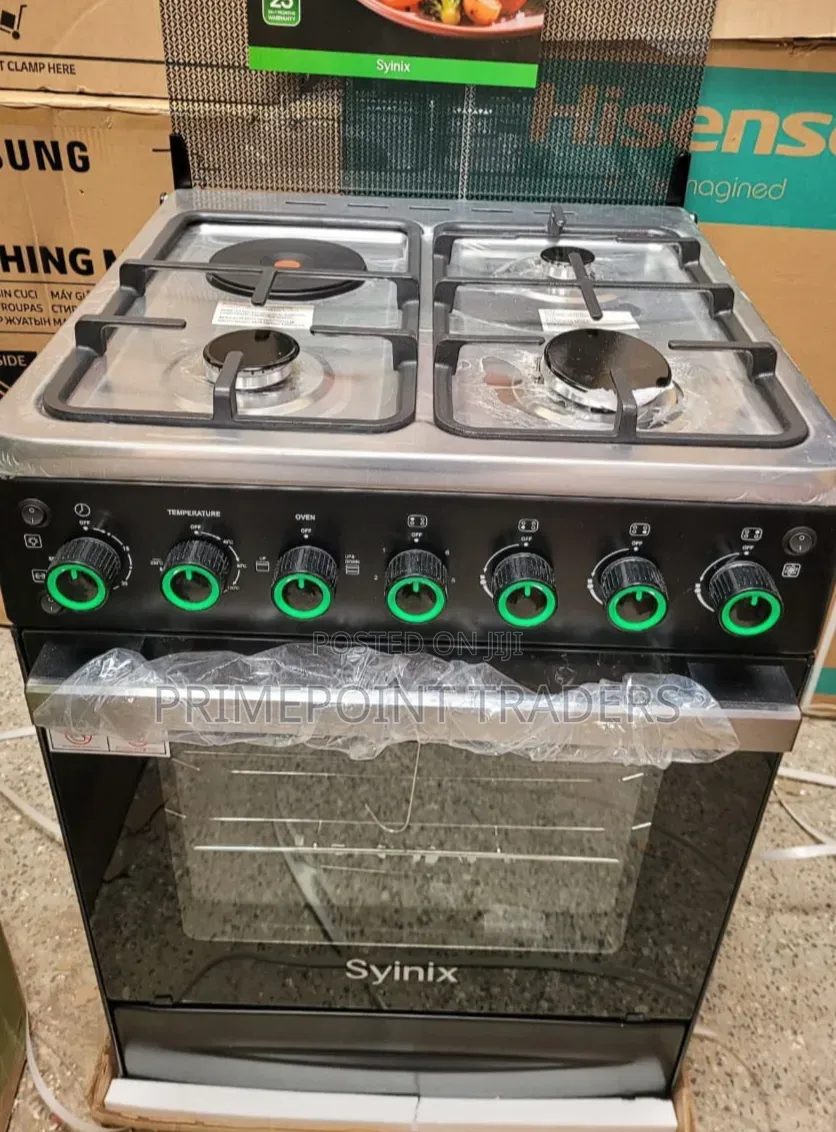 Syinix 60×60 3+1 Gas Electric Cooker – 25 Months Warranty