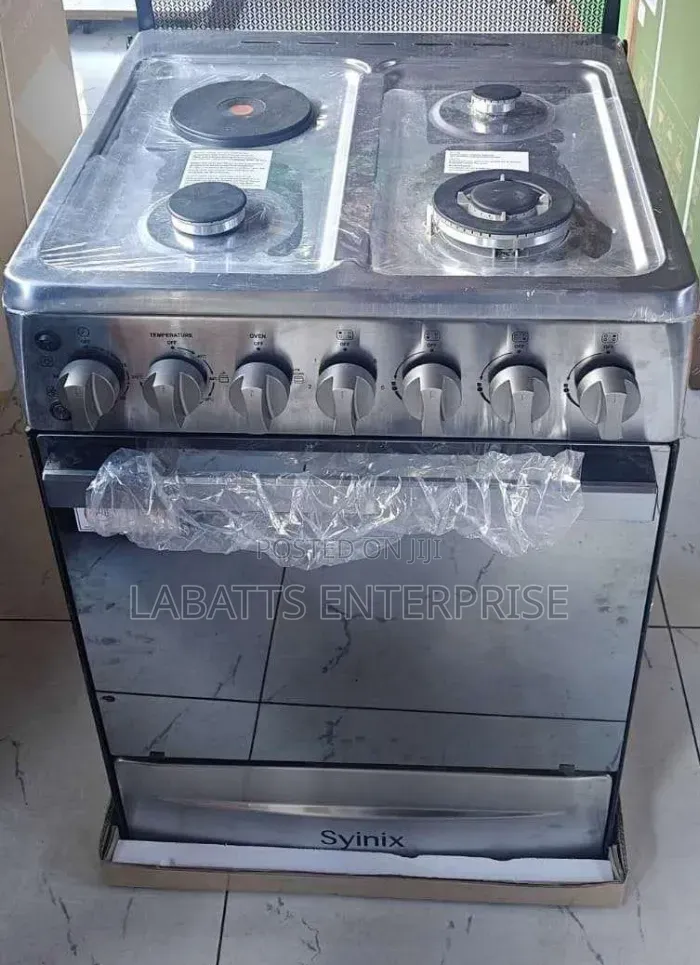 Syinix 60×60 3+1 Standing Cooker – Modern Electric Oven Gas Safety