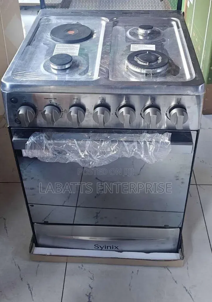 Syinix 60×60 3+1 Standing Cooker – Modern Electric Oven Gas Safety