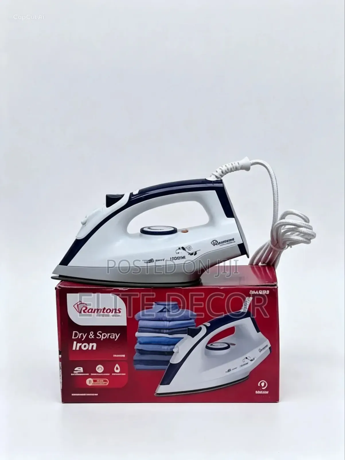 Ramtons RM/693 Dry Iron Box 1300W | Non-Stick Soleplate | Spray Iron