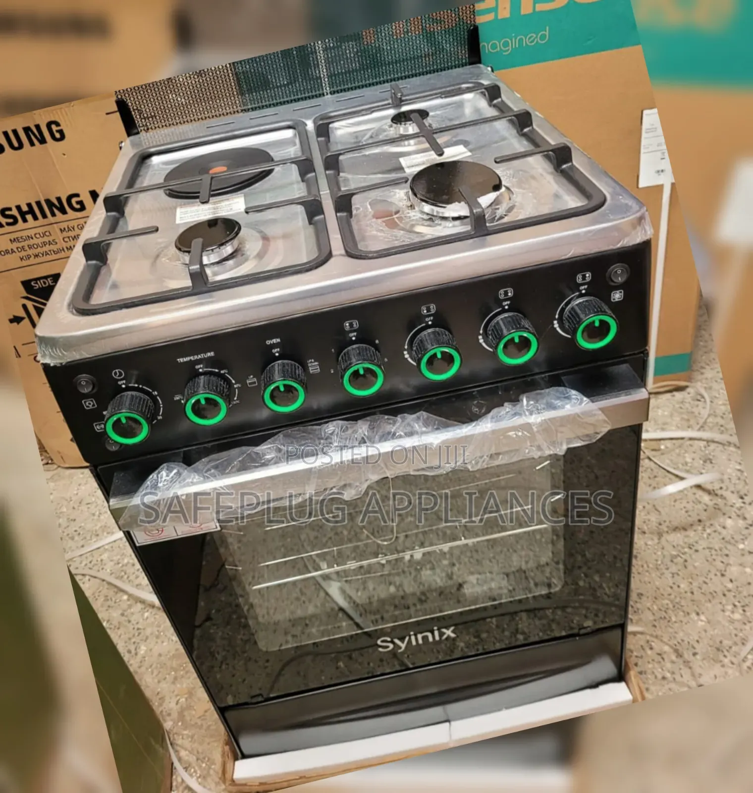 Syinix 60×60 3 Gas + 1 Electric Cooker With Turbo Fan Rotisserie