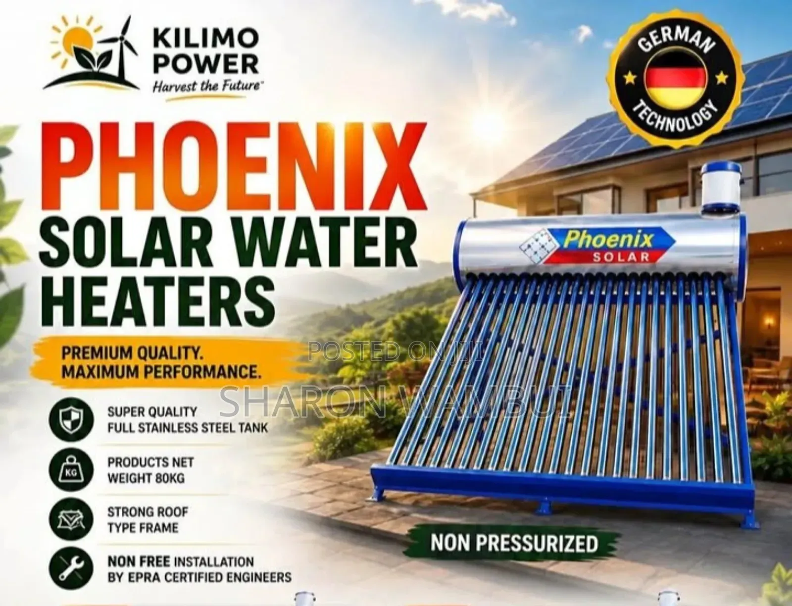 Phoenix 200L Non-Pressurized Solar Heater/200l Non-Pressurized Heater