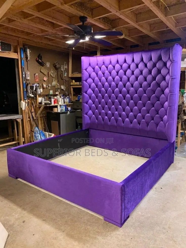 5x6 Deluxe Purple Tufted Chester Bed: Pay on Delivery