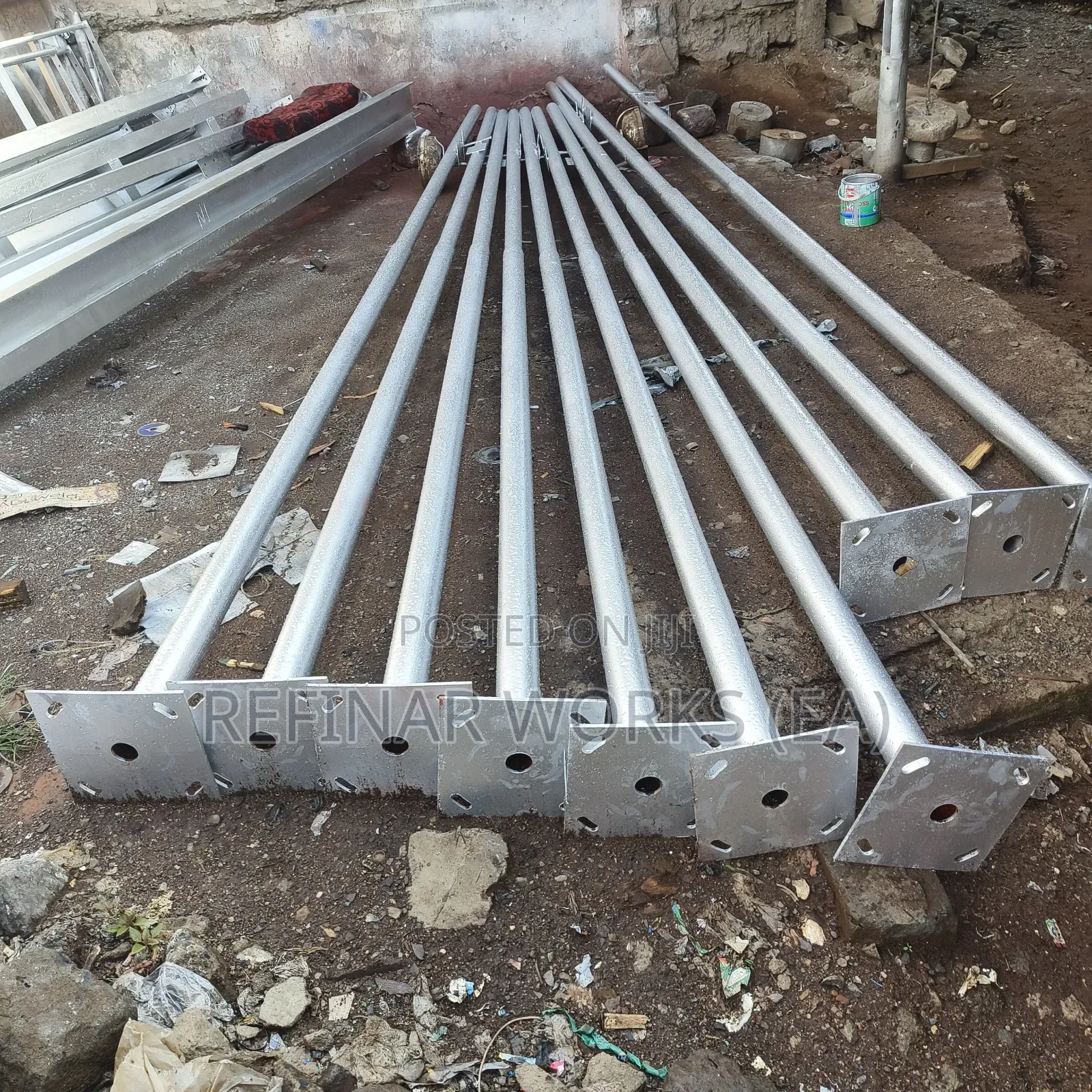 Galvanized Steel Streetlight Poles Complete With Anchor Bolts and Nuts