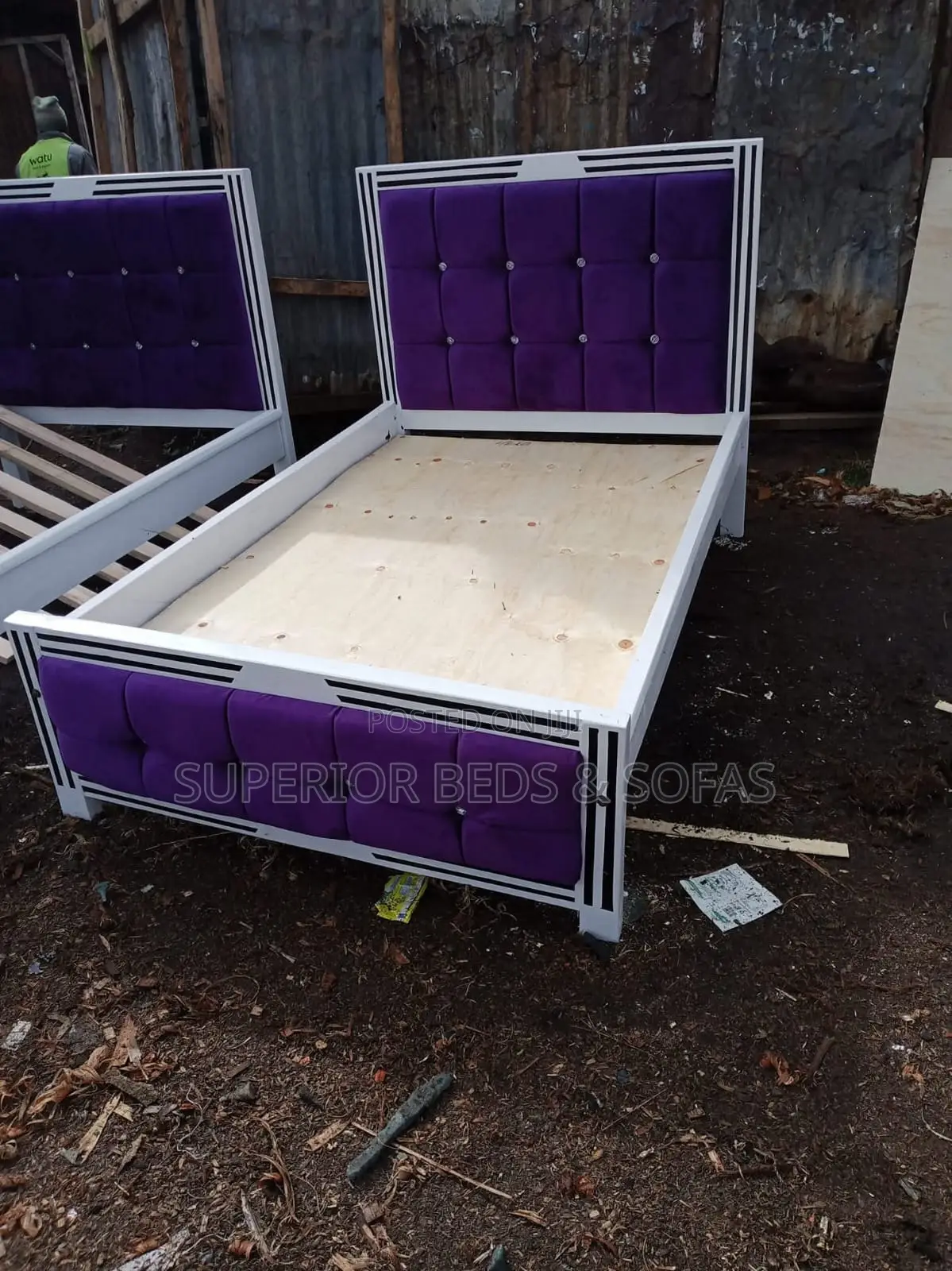 5x6 Purple White Tufted Mocket Bed