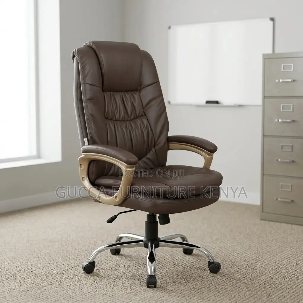 Brown High-Back Leather Chair