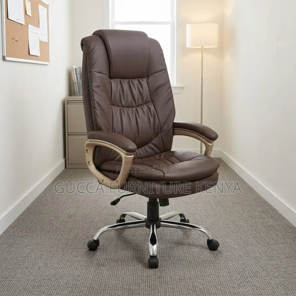 Brown High-Back Leather Chair