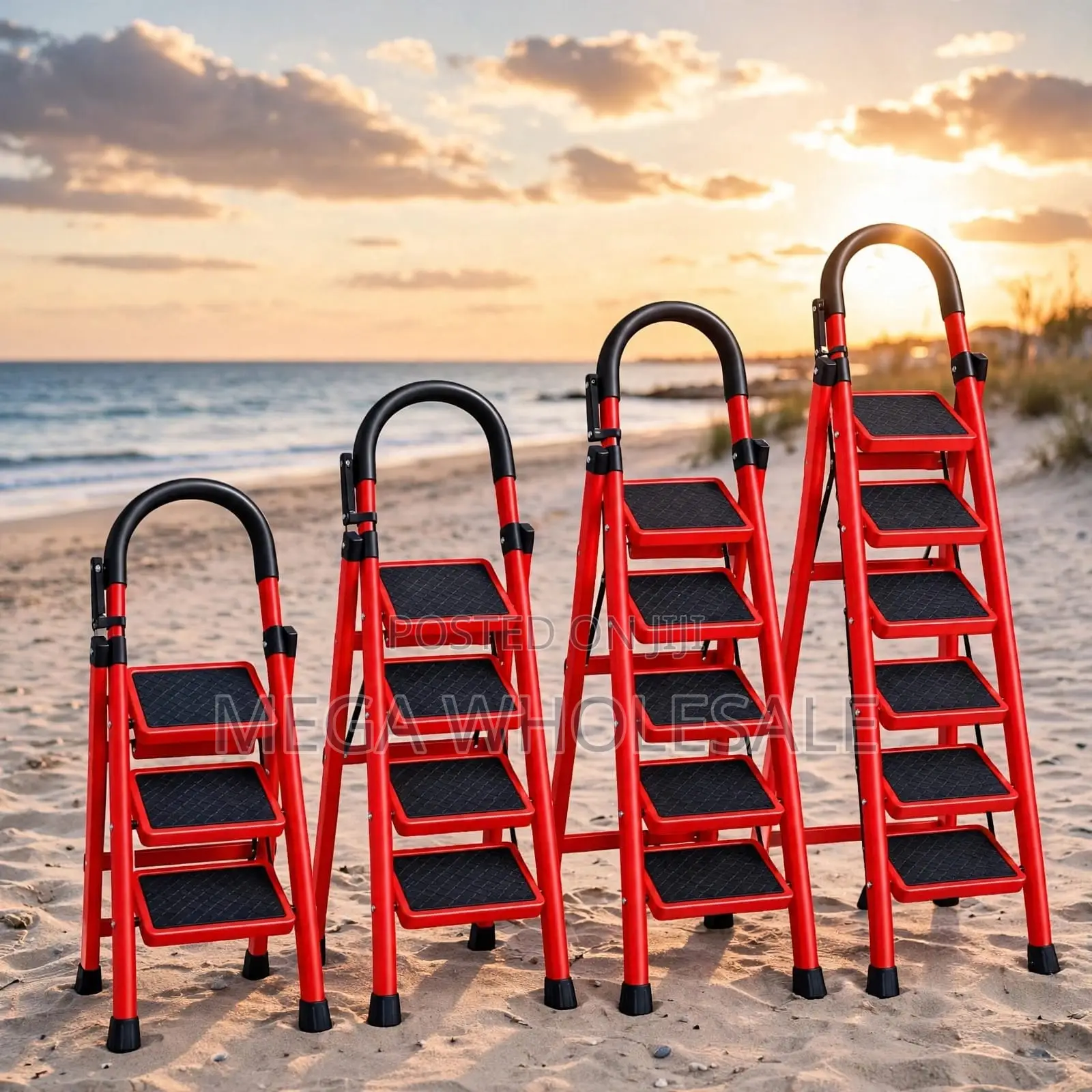 2,3,4 5 Step Folding Ladder Durable Tubing for Routine Cleaning