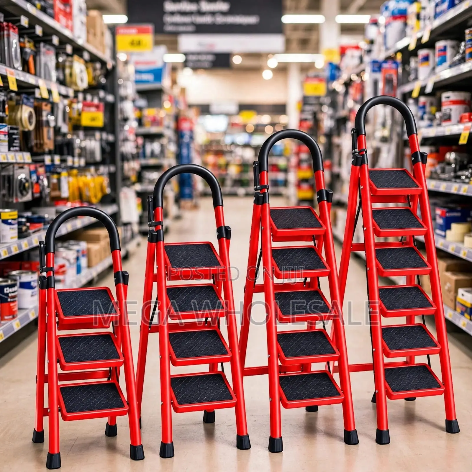 2,3,4 5 Step Folding Ladder Safety Platform for Cabinet Access