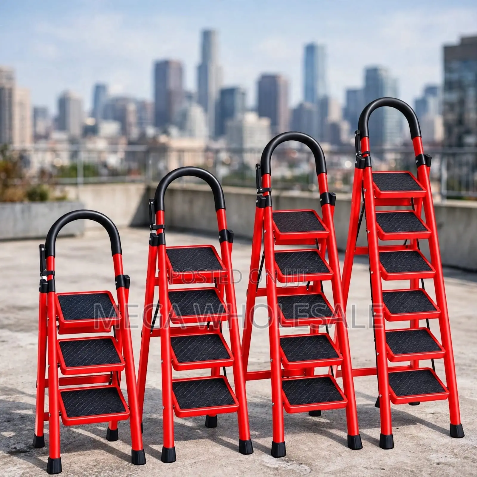 2,3,4 5 Step Folding Ladder Wide Base for Shelf Access