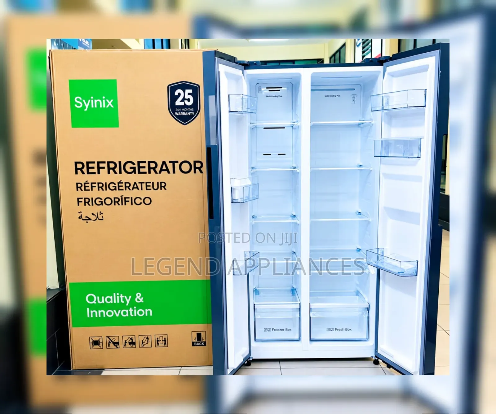 Syinix Side by Side 460L Refrigerator With Dispenser