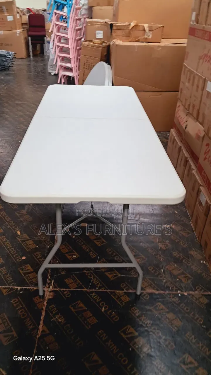 1.8 MTR White Foldable Table _Newcastle Modern Foldable Table