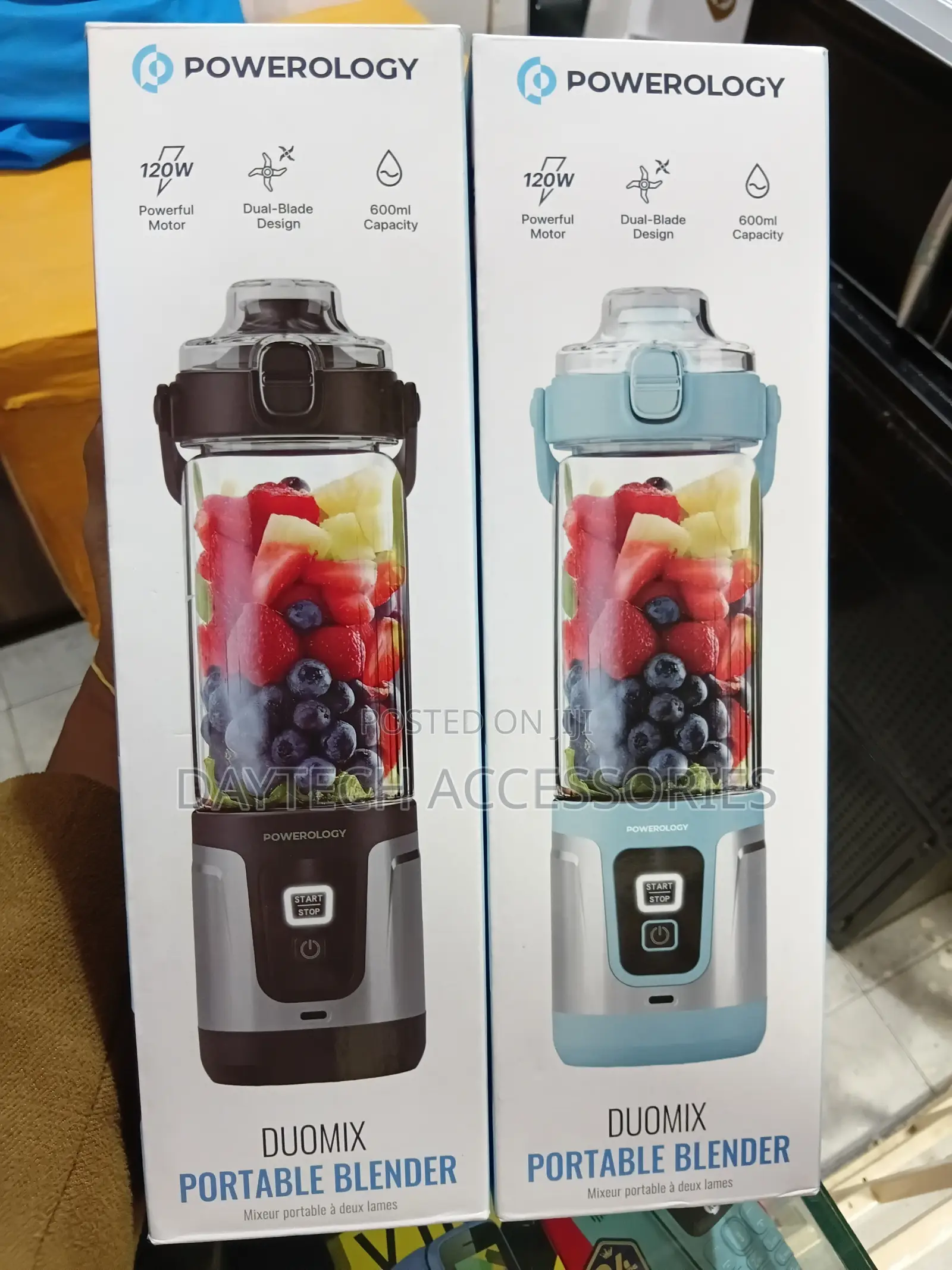 The Powerology Duomix Portable Blender (Model: PWPB27BK) 120W