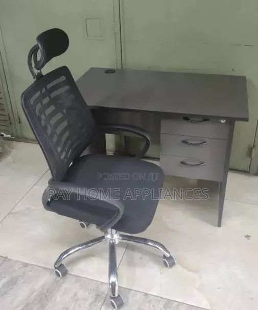 1.2M Office Desk + Assembled Office Chair With Headrest