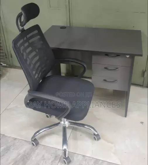 1.2M Office Desk + Assembled Office Chair With Headrest