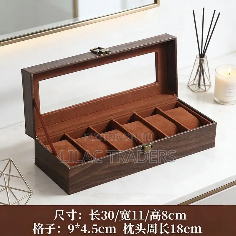 6-Slot Premium PU Leather Watch Organizer Storage Box Galo
