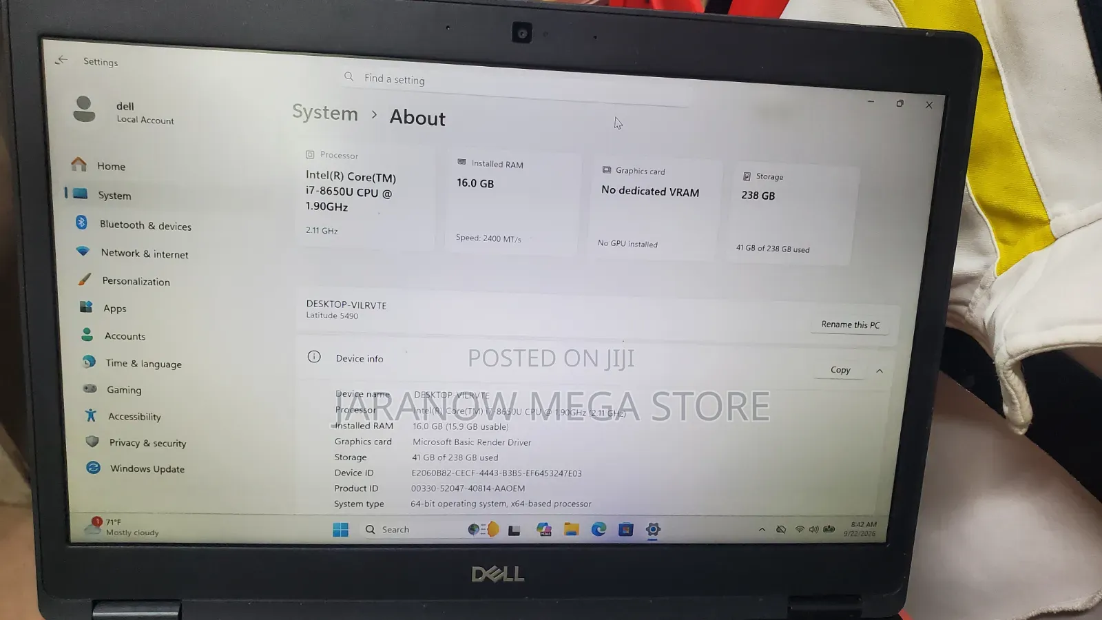 Laptop Dell Latitude 5490 16GB Intel Core i7 SSD 256GB