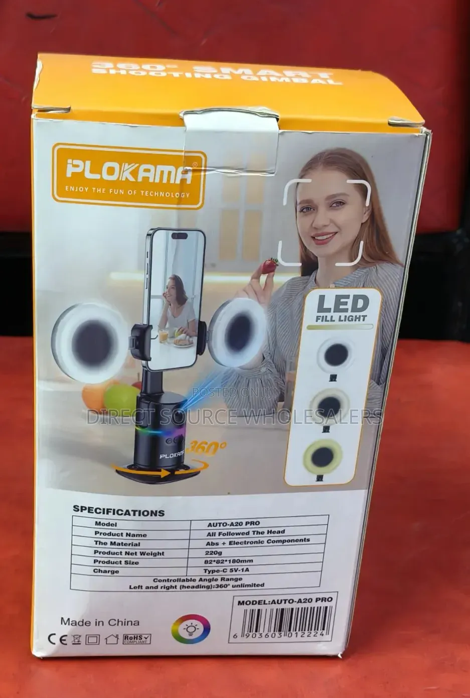 Plokama Auto A20 Pro AI Shooting Gimbal With LED Fill Light