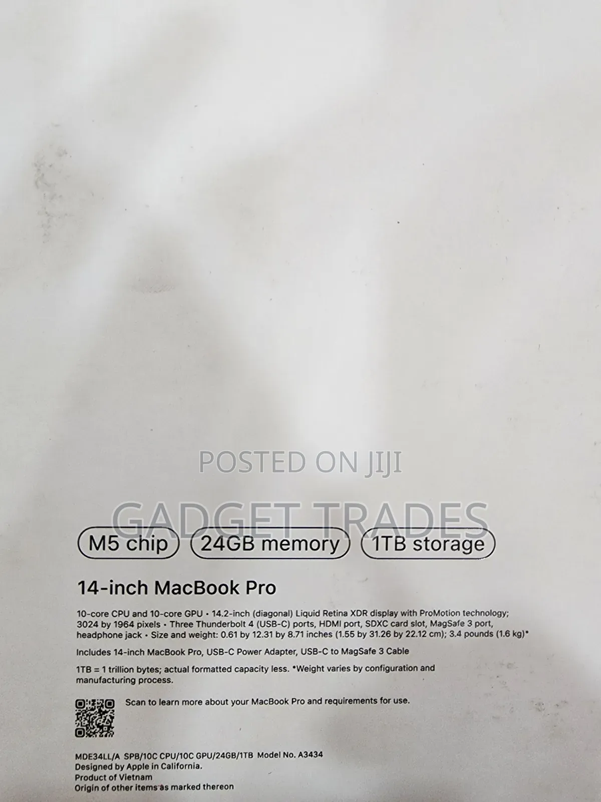 New Laptop Apple MacBook Pro 2025 M5 24GB Apple M5 SSD 1T