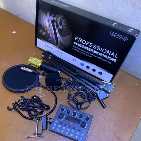 Live Recording Condenser Microphone and V8 Sound Card Set
