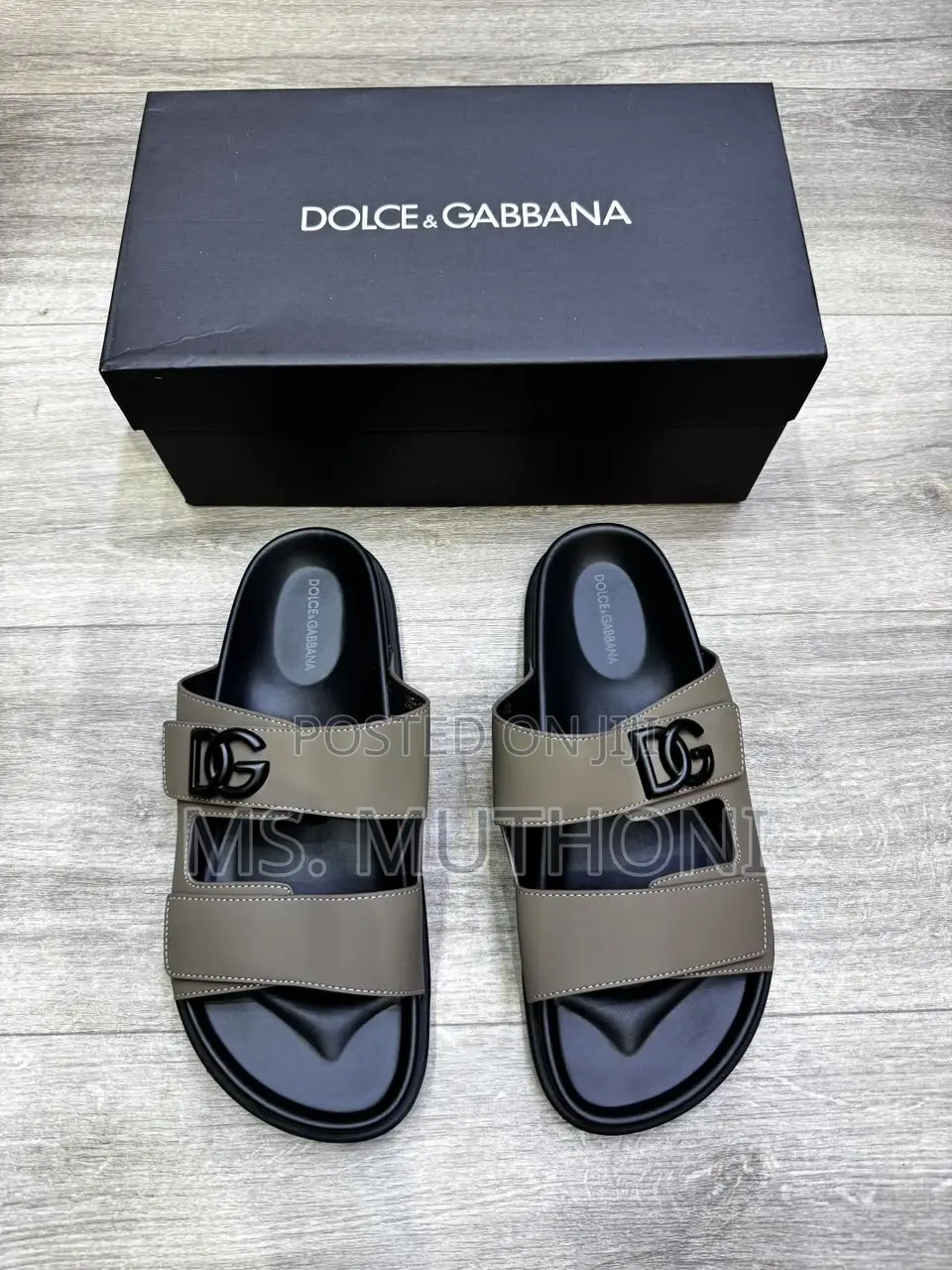 Double-Strap Leather Dolce Gabbana Fully Boxed Sandals Size 40-46