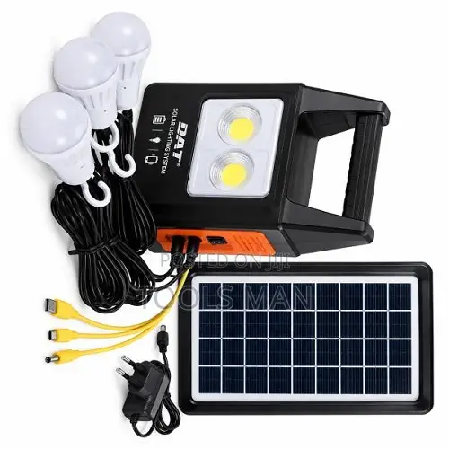 DAT AT-168 Solar Home Lighting System + Dual COB Floodlight 3 Bulbs