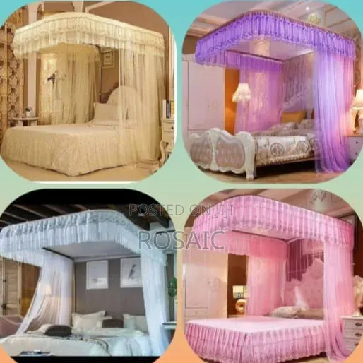2 Stand Net Rail Mosquito Net
 Colour Pink, Purple, Cream 
Sizes 4×6