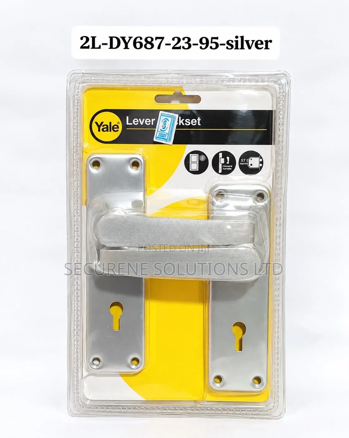 The Yale 2 Lever Lockset 2l-Dy687-23-95-Silver