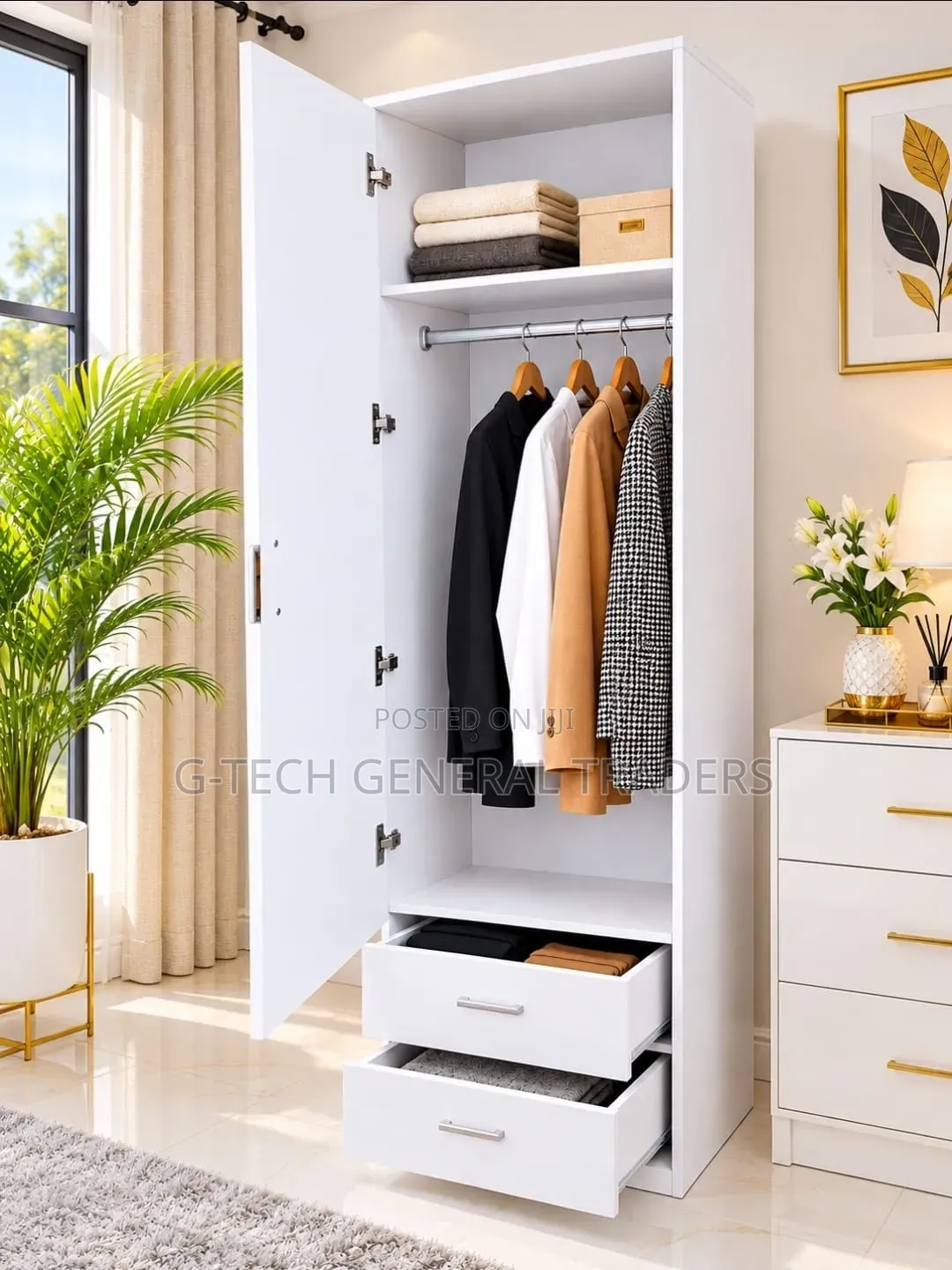 Imported Modern Executive Wooden Wardrobe With Hanger and Drawer