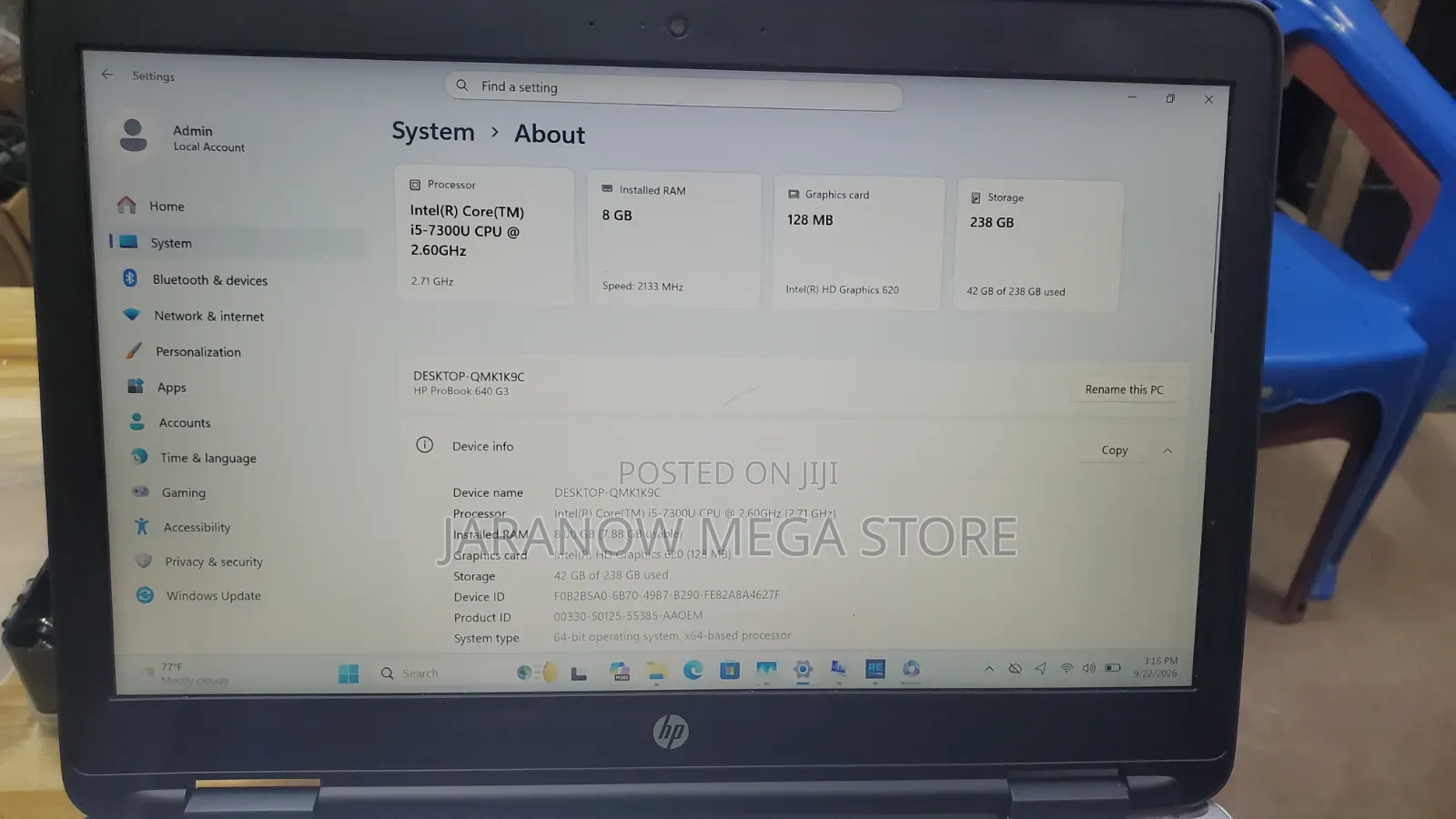 Laptop HP ProBook 640 G3 8GB Intel Core i5 SSD 256GB