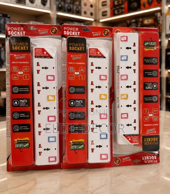 2500W Universal Power Extension Socket 4/6 Way