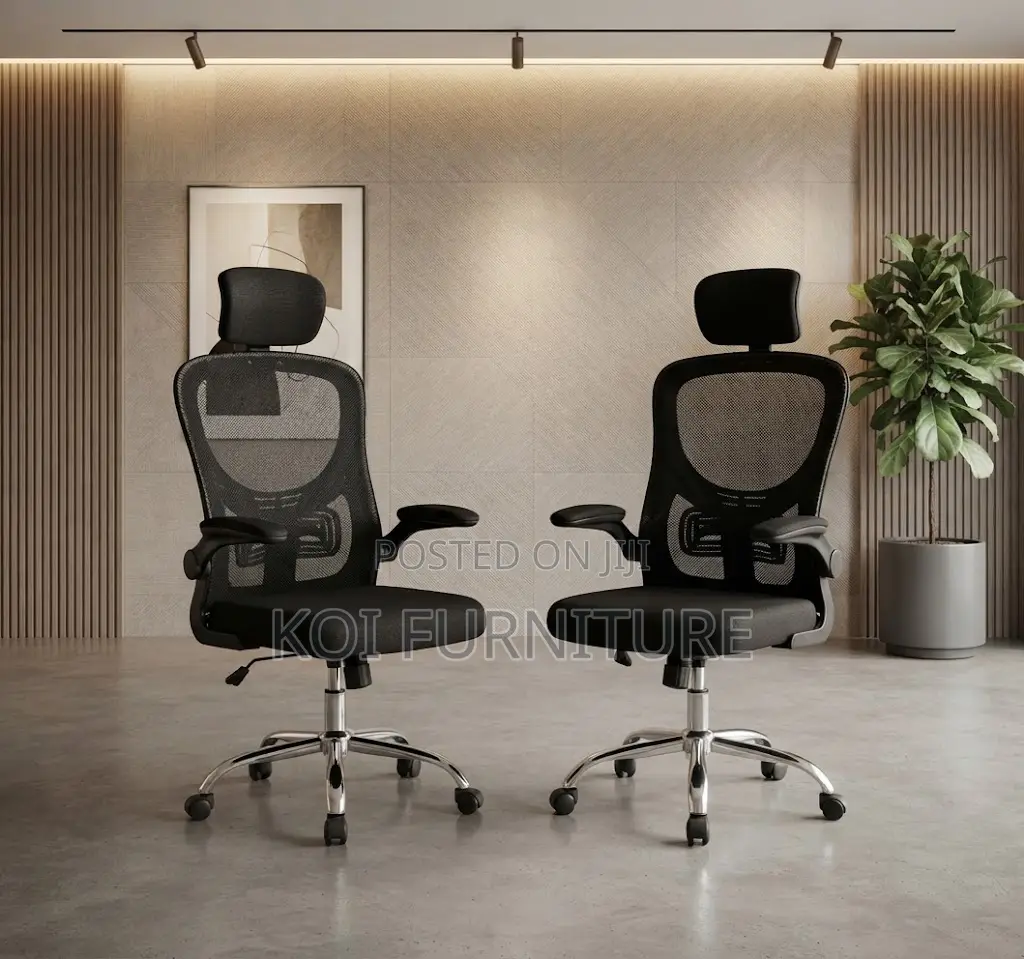 Office Chairs; Ergonomic Executive Black Fabric Seat