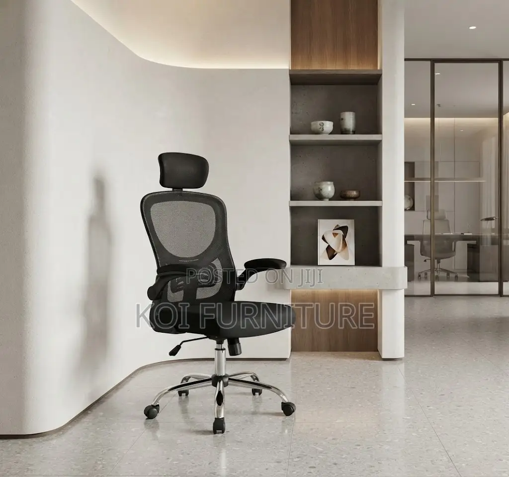 Office Chairs; Ergonomic Executive Black Fabric Seat