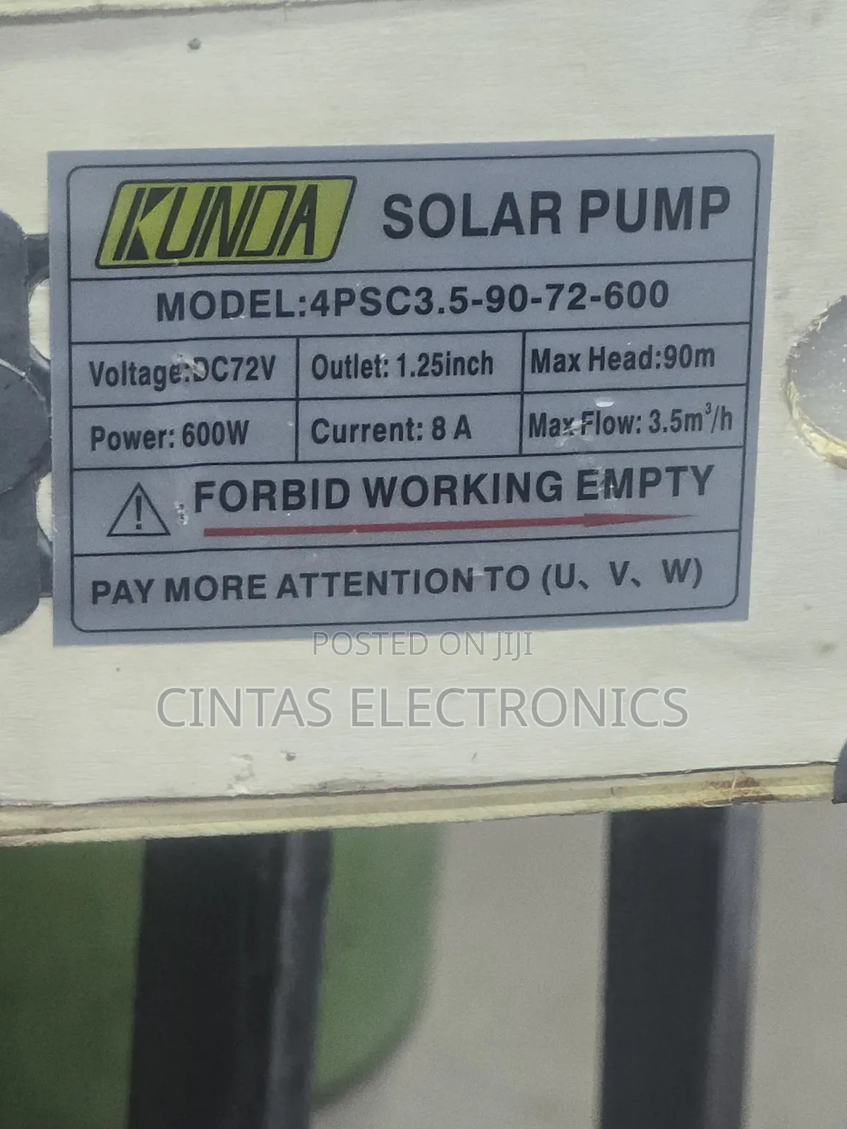 Kunda Solar Water Pump 600w 90m