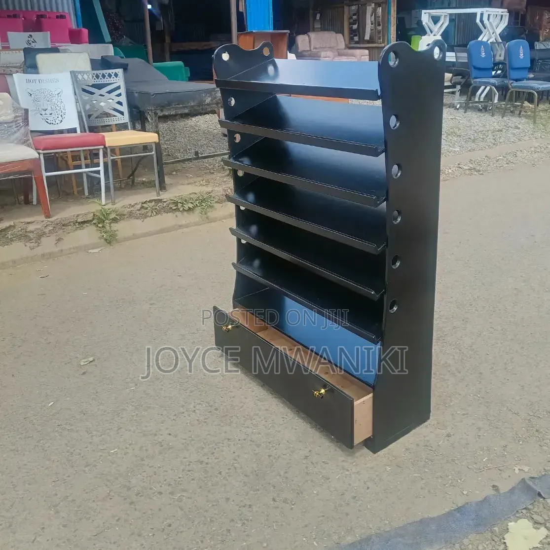 Modern Stylish Shoe Rack, With Drawer, Black Colour