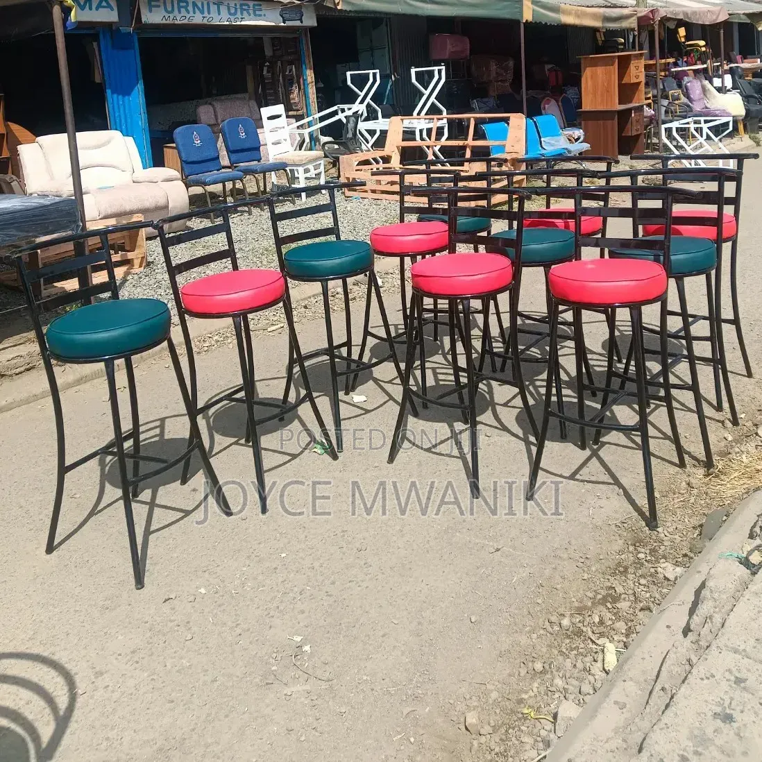 Round High Bar or Counter Chairs With Backrest